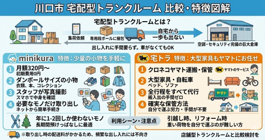川口で小物・大型家具を預けるなら宅配型トランクルームも便利