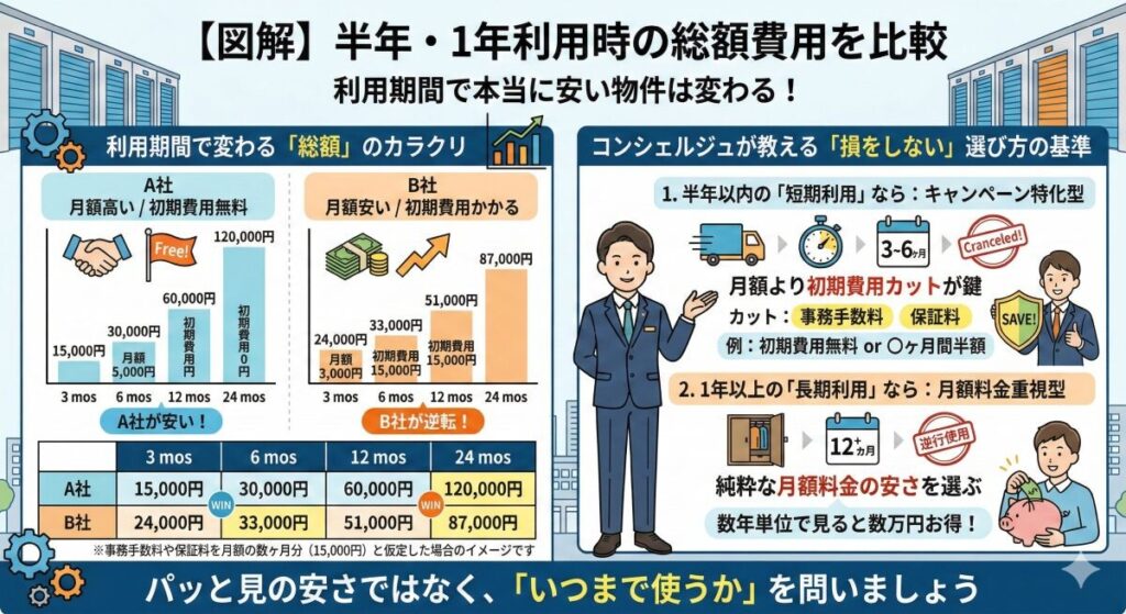 【図解】半年・1年利用時の総額費用を比較