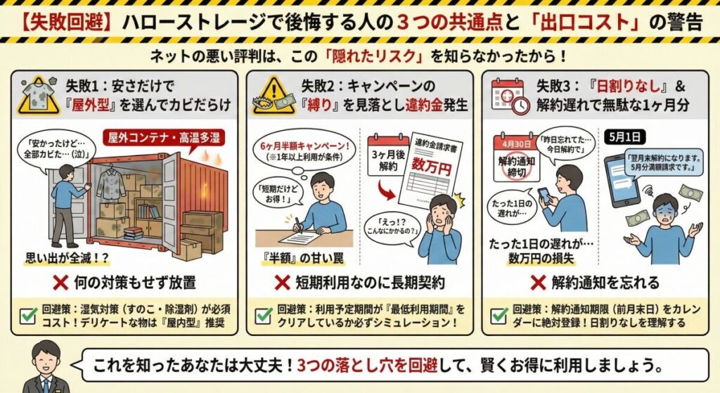 【失敗回避】ハローストレージで後悔する人の3つの共通点と「出口コスト」の警告