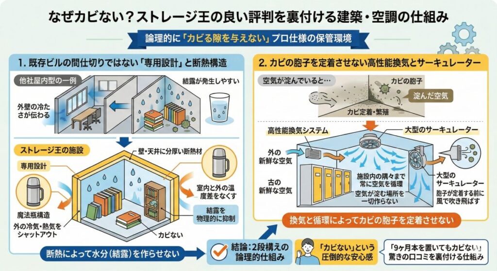 なぜカビない?ストレージ王の良い評判を裏付ける建築・空調の仕組み