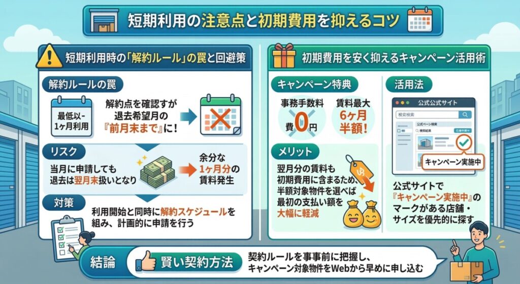 短期利用の注意点と初期費用を抑えるコツ 図解イラスト