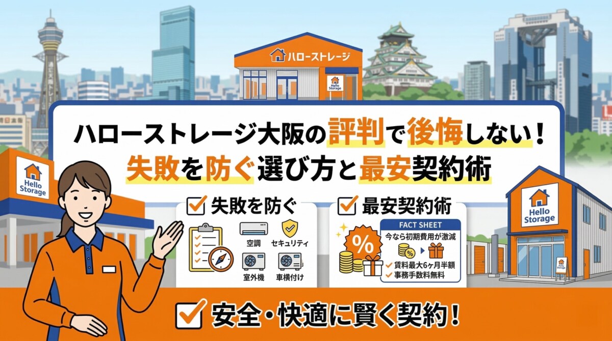 ハローストレージ大阪の評判で後悔しない!失敗を防ぐ選び方と最安契約術 アイキャッチ