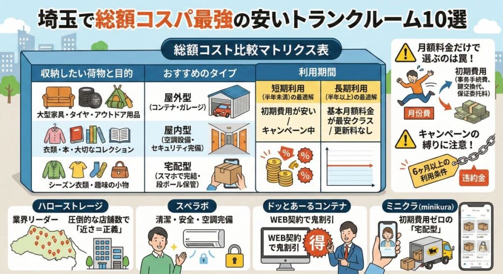 【結論】埼玉で総額コスパ最強の安いトランクルーム10選