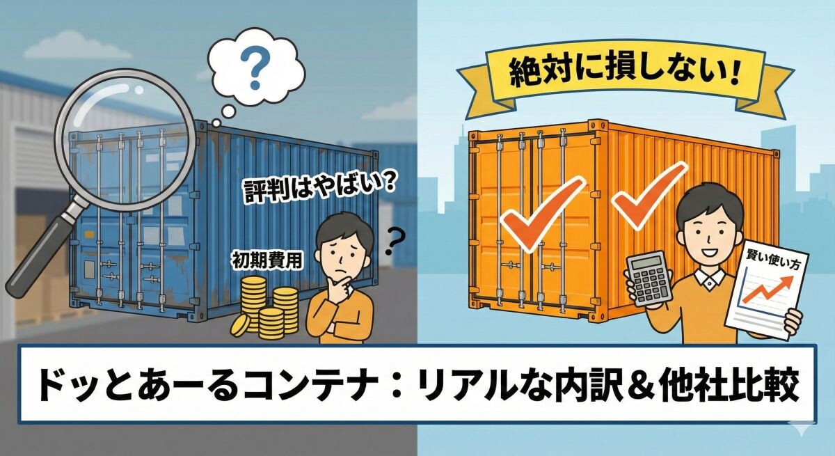 ドッとあーるコンテナの評判はやばい?初期費用のリアルな内訳と絶対に損しない使い方【他社と比較】のアイキャッチ