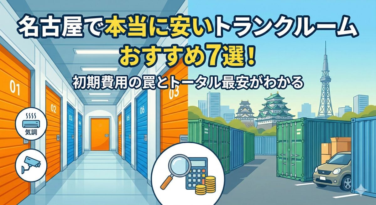 『【決定版】名古屋で本当に安いトランクルームおすすめ7選!初期費用の罠とトータル最安がわかる』のアイキャッチ
