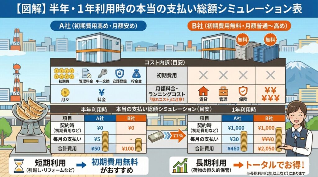 【図解】半年・1年利用時の本当の支払い総額シミュレーション表