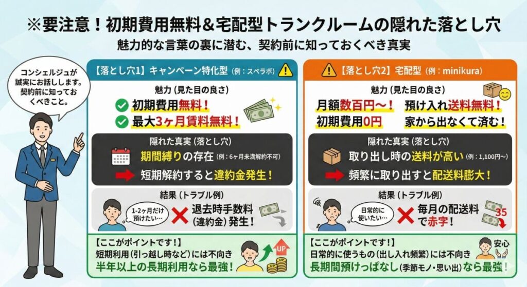 ※要注意!初期費用無料&宅配型トランクルームの隠れた落とし穴