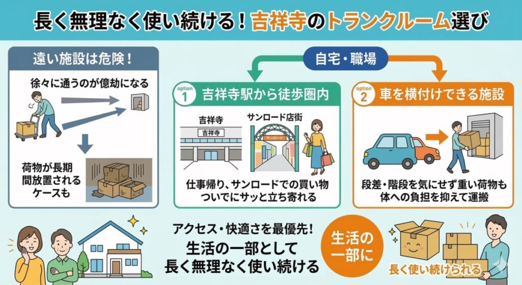 吉祥寺のトランクルームの選び方 図解イラスト