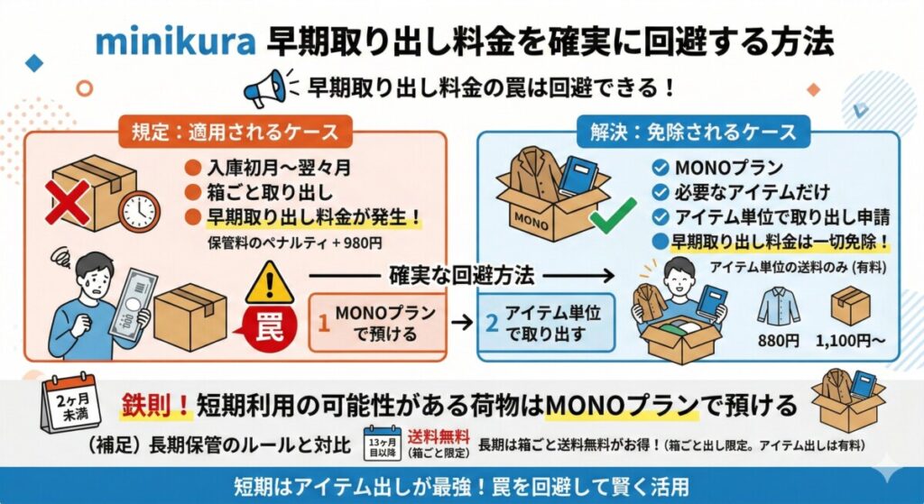 minikura早期取り出し料金を確実に回避する方法をわかりやすく図解