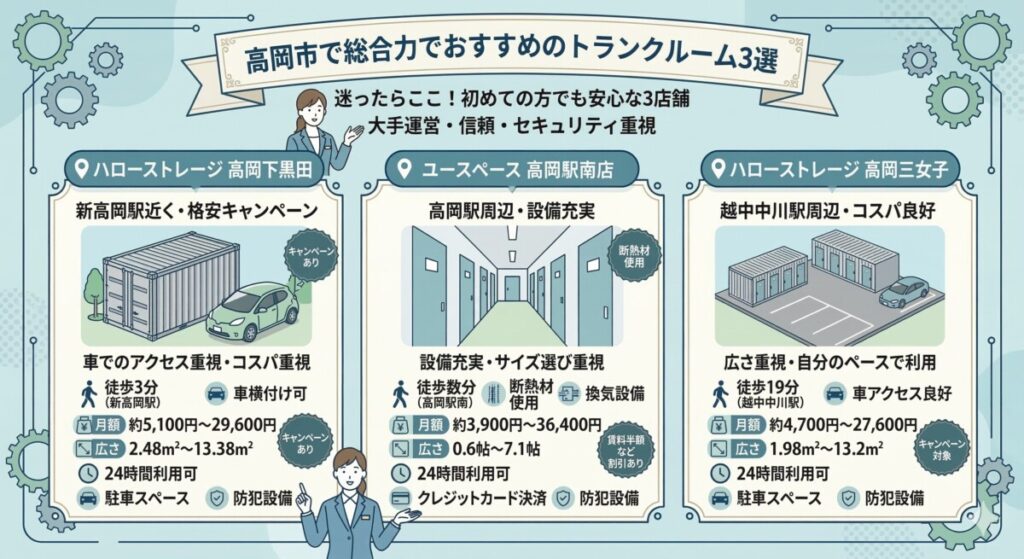 高岡市で総合力でおすすめのトランクルーム3選