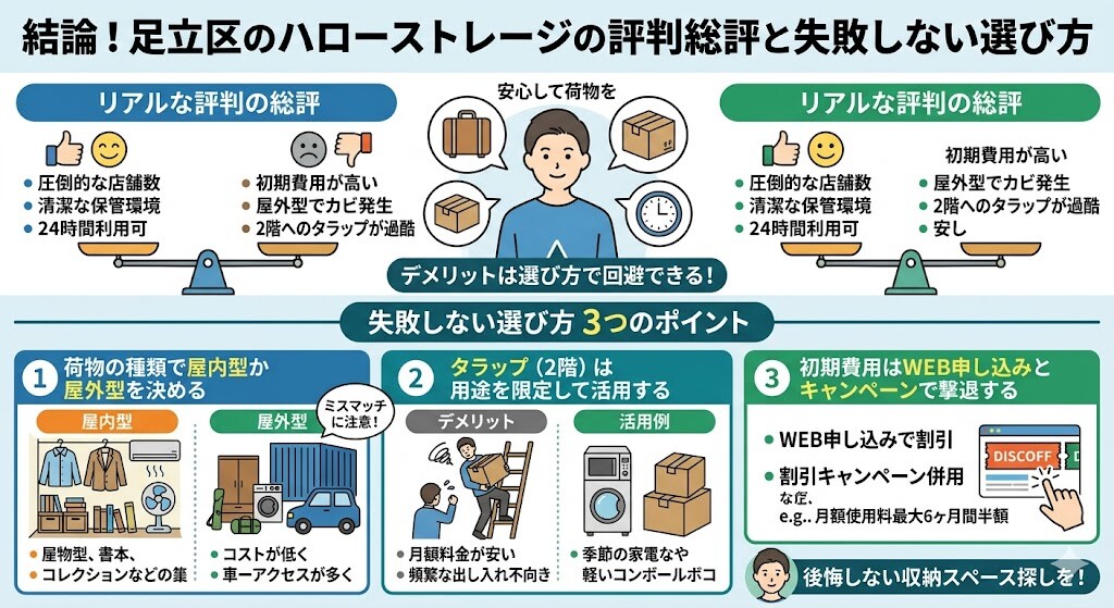 足立区のハローストレージの評判総評と失敗しない選び方について