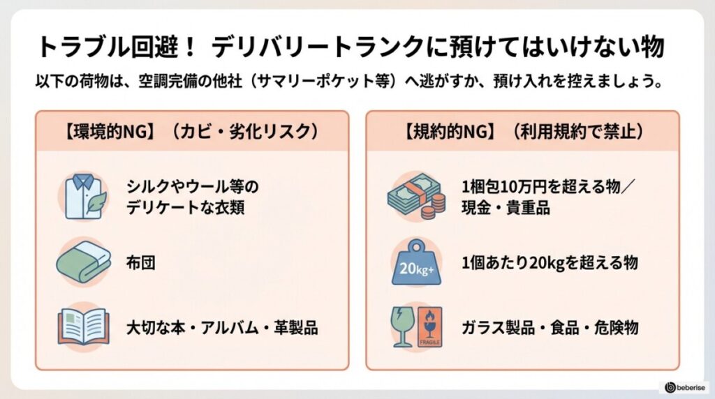 「デリバリートランクに預けてはいけない物とは?」口コミで分かったサマリーポケットへ逃がすべき荷物