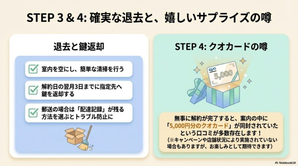 STEP3:解約日までの退去・清掃と、所定場所への「鍵返却」