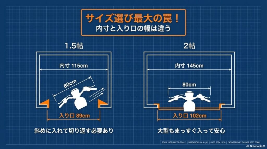 サイズ選び最大の罠!「内寸」と「開口部(シャッター幅)」の違い