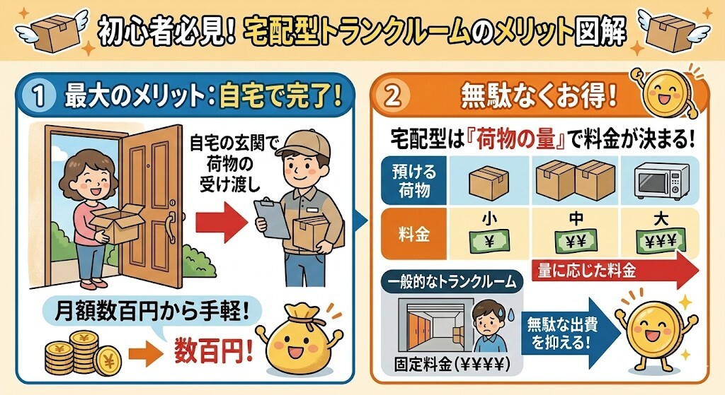 宅配型のメリットをわかりやすく図解
