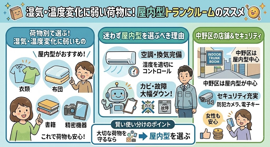 屋内型トランクルームが適している方と理由をわかりやすく図解