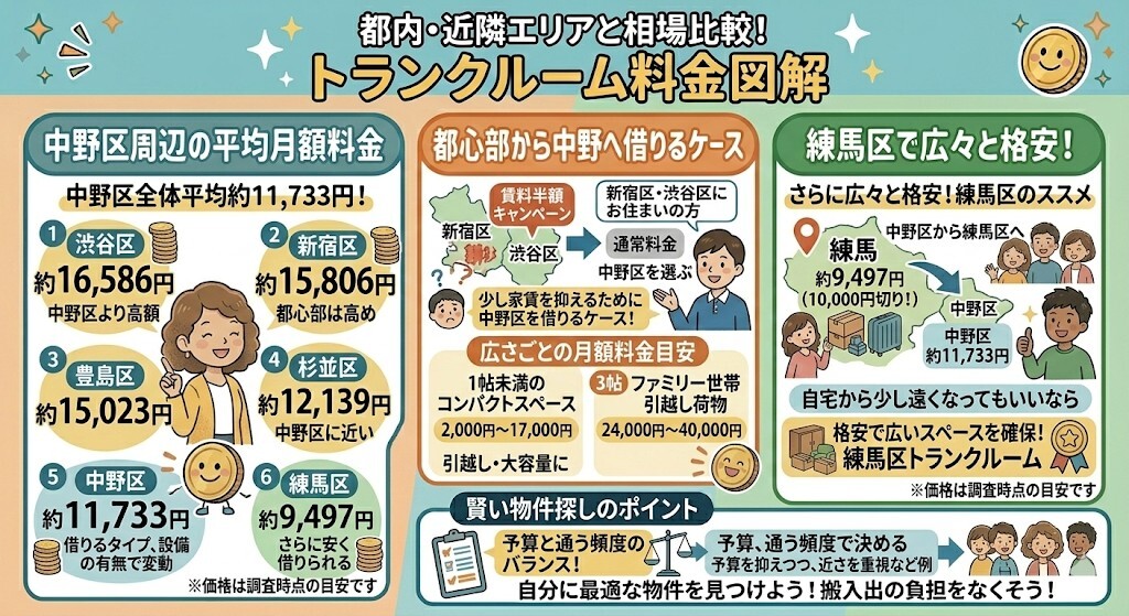 新宿区や練馬区など近隣エリアとの相場比較をわかりやすく図解