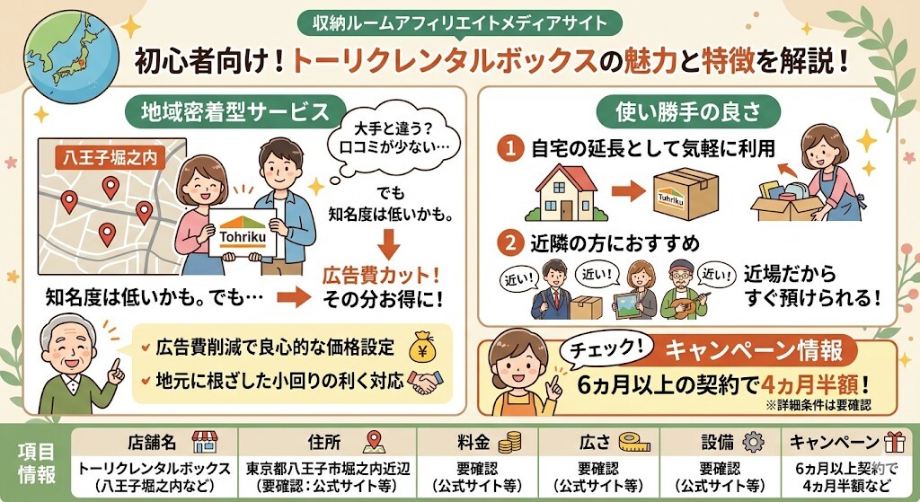 トーリクレンタルボックスの特徴と魅力をわかりやすく図解