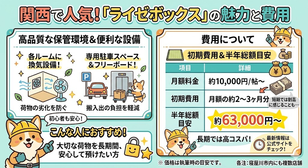 ライゼボックス(寝屋川木田など)の設備品質と総額をわかりやすく図解