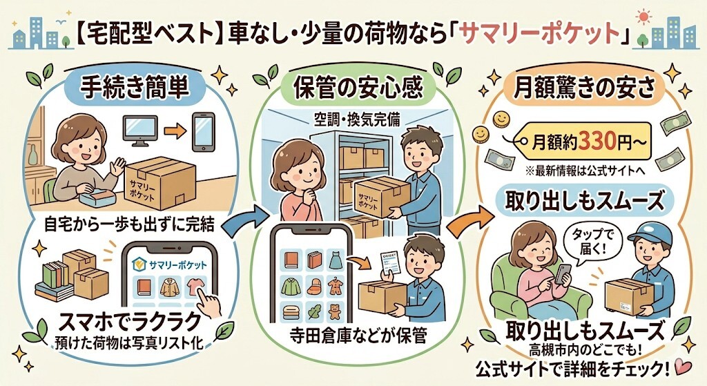 【宅配型ベスト】車なし・少量の荷物なら「サマリーポケット」をわかりやすく図解