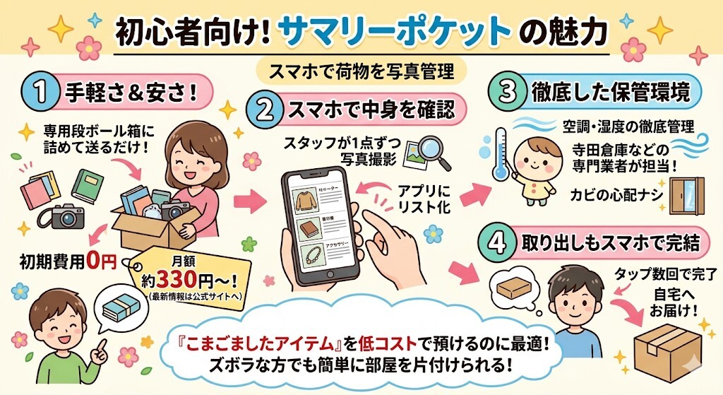 サマリーポケット(月額330円〜!スマホで荷物を写真管理)をわかりやすく図解