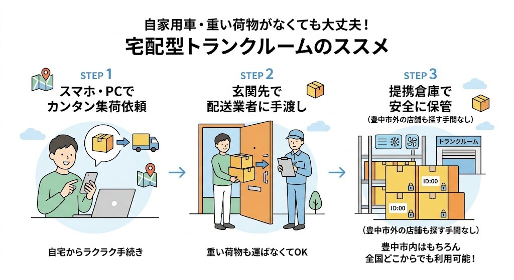 宅配型トランクルームの特徴をわかりやすく図解