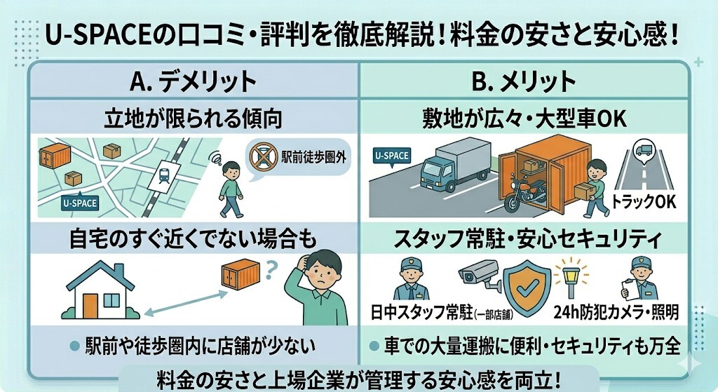 U-SPACEの口コミ・評判は?上場企業の安心感とセキュリティの評価は?をわかりやすく図解