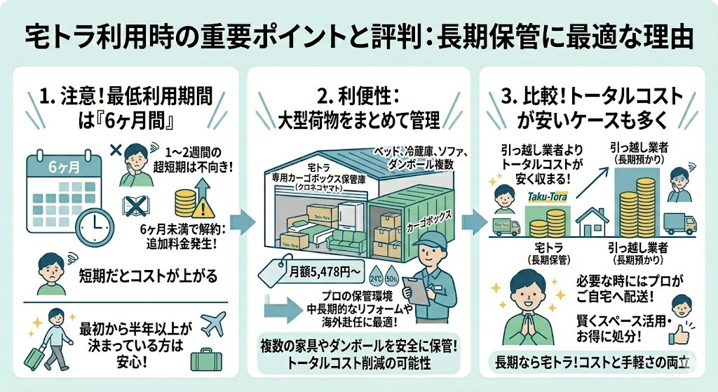宅トラの口コミ・評判は?大型荷物カーゴ保管の使い勝手は?をわかりやすく図解