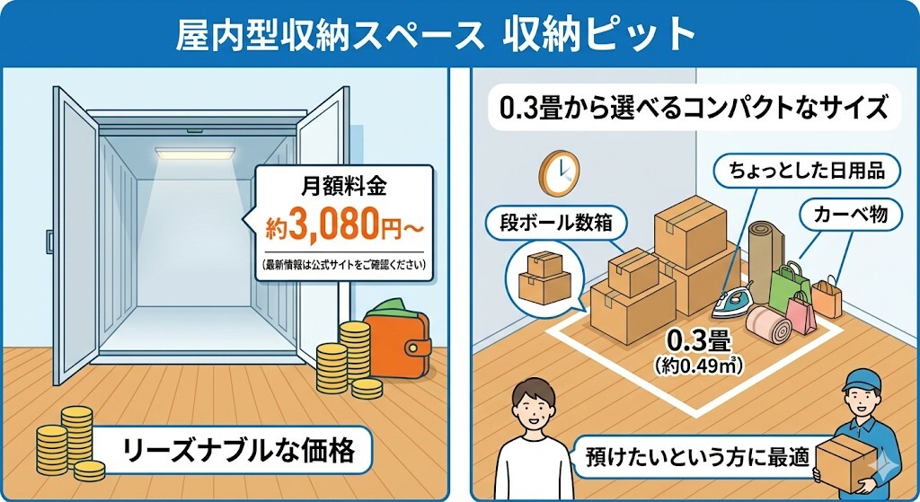 収納ピットの月額料金とおすすめな人の特徴をわかりやすく図解