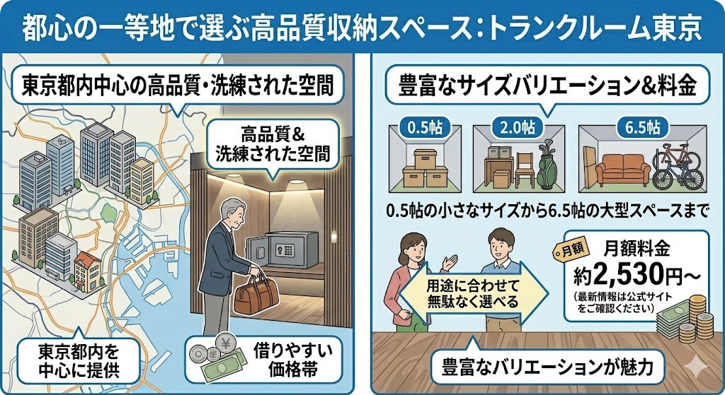 トランクルーム東京の月額料金と魅力をわかりやすく図解