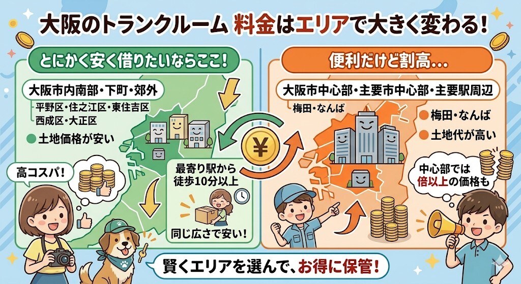 大阪のエリアによる料金相場の違いをわかりやすく図解