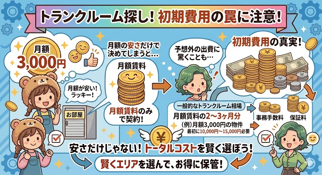 安い月額料金に隠された「初期費用(事務手数料・保証料)」の罠についてわかりやすく図解