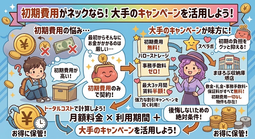 初期費用がネックなら大手のキャンペーンを活用するのがおすすめということをわかりやすく図解
