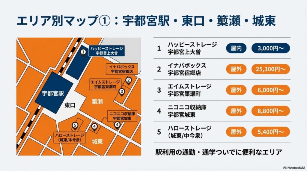 【宇都宮駅・東口・簗瀬・城東エリア】の格安トランクルーム10社