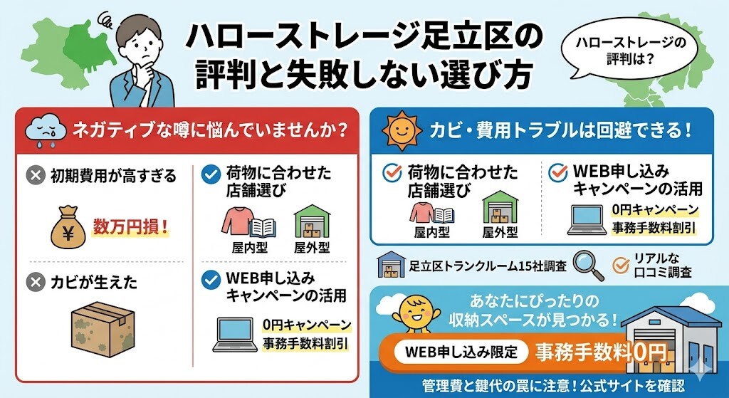 ハローストレージ足立区の評判と失敗しない選び方